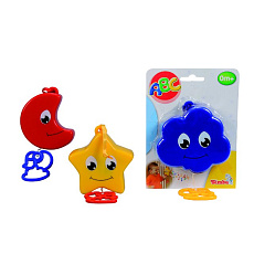 Natahovací hudební hračka, 12 cm, měsíček/hvězdička/mráček