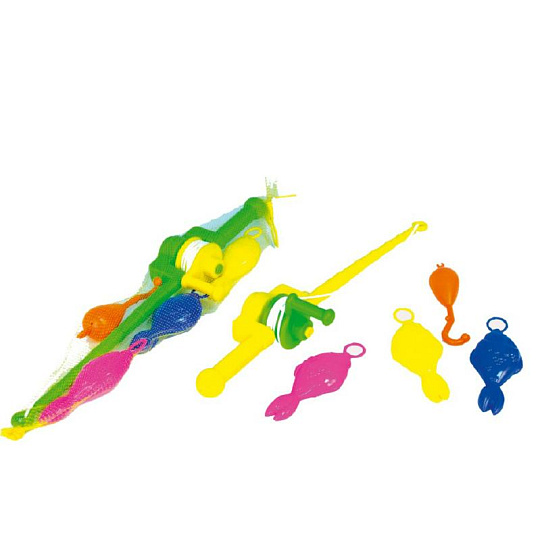Teddies Hra ryby/rybář plast 3ks+prut 50cm asst 2 barvy v síťce