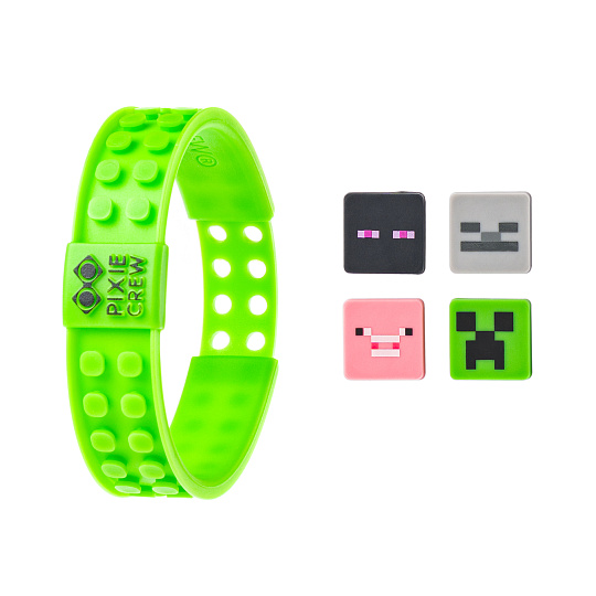 PIXIE CREW MINECRAFT Nastavitelný náramek, zelený, 4 multipixely