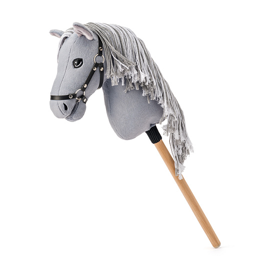 FAUNICA Hobby horse Apollo, šedý kůň na tyči, provázková hříva FAUNICA Hobby horse Apollo, šedý kůň na tyči, provázková hříva