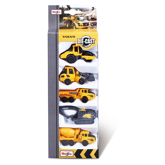 Maisto - Sada aut - Volvo pracovní stroje, 5ks Maisto - Sada aut - Volvo pracovní stroje, 5ks