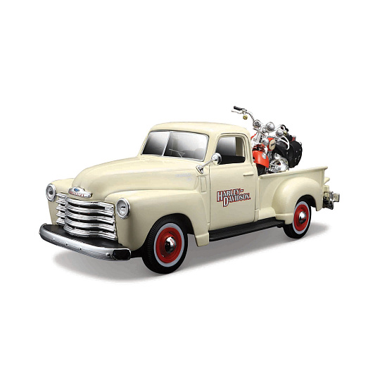 Maisto - Harley-Davidson Custom, 1950 Chevrolet 3100 Pickup + 2001 FLSTS Heritage Springer, 1:24 Maisto - Harley-Davidson Custom, 1950 Chevrolet 3100 Pickup + 2001 FLSTS Heritage Springer, 1:24