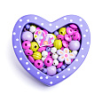 Woody Navlékací korálky - Malé srdíčko fialové