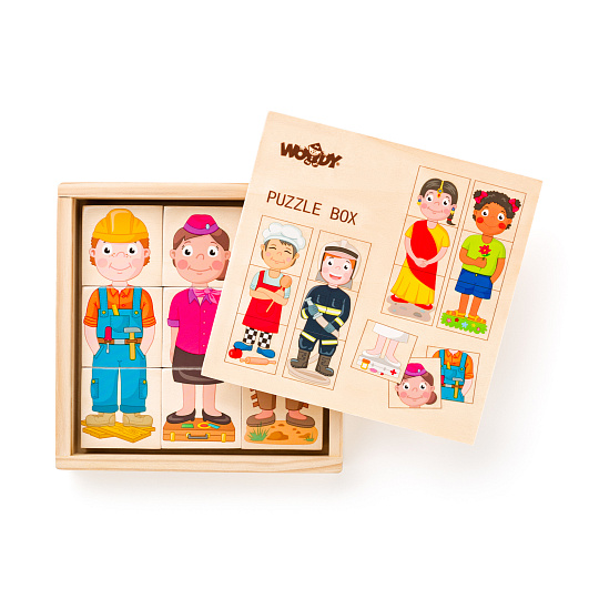 Woody Puzzle - Lidé a povolání z celého světa, v dřevěné krabičce Woody Puzzle - Lidé a povolání z celého světa, v dřevěné krabičce