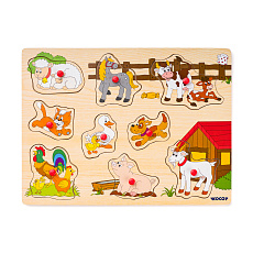 Woody Puzzle na desce - zvířata u statku