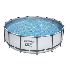 Bestway Nadzemní bazén kulatý Steel Pro MAX, kartušová filtrace, schůdky, plachta, průměr 4,57m, výška 1,22m
