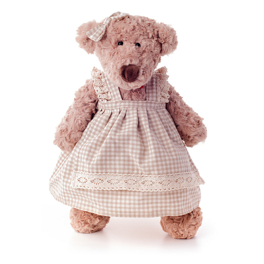 Lumpin plyš Medvěd Lumpinka v šatech - režné, střední 43 cm