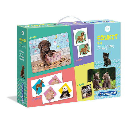 Clementoni EDUkit - Štěňátka 4v1 (pexeso, 60 puzzle, domino, 6 kostek)