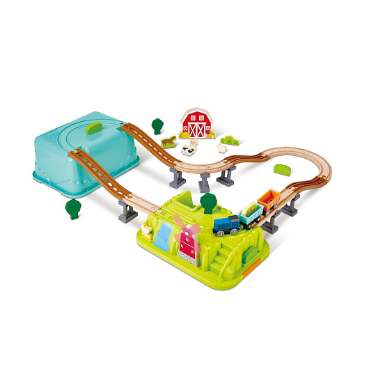 Hape Vláčikodráha set v boxe - Farma Hape Vláčikodráha set v boxe - Farma