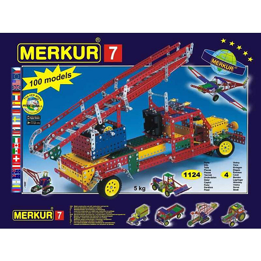 MERKUR - Stavebnice Merkur 7 stavebnice, 1124 dílů, 100 modelů