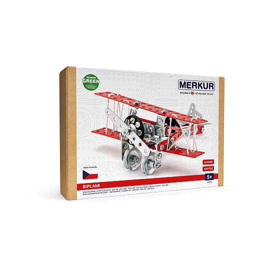 MERKUR - Stavebnice Merkur 051 - dvouplošník, 148 dílů MERKUR - Stavebnice Merkur 051 - dvouplošník, 148 dílů