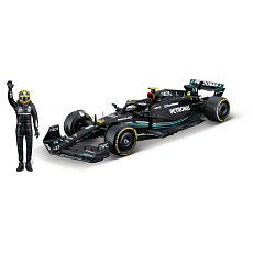 Bburago - RACE Formule F1 s figurkou jezdce, Mercedes-AMG W14 E Performance (2023) #44 Hamilton,1:24