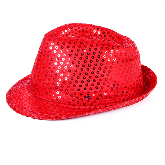 Rappa Klobouk disco červený s LED světlem pro dospělé