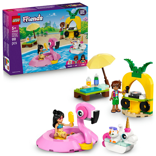 LEGO Friends 42658 Zábava u bazénu s jednorožcem a plameňákem