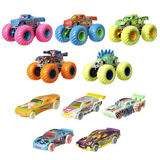 Mattel Hot Wheels MONSTER TRUCKS SVÍTÍCÍ VE TMĚ ANGLIČÁK & TRUCK ASST