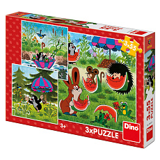 Dino dětské puzzle Krteček a paraplíčko 3x55D Dino dětské puzzle Krteček a paraplíčko 3x55D