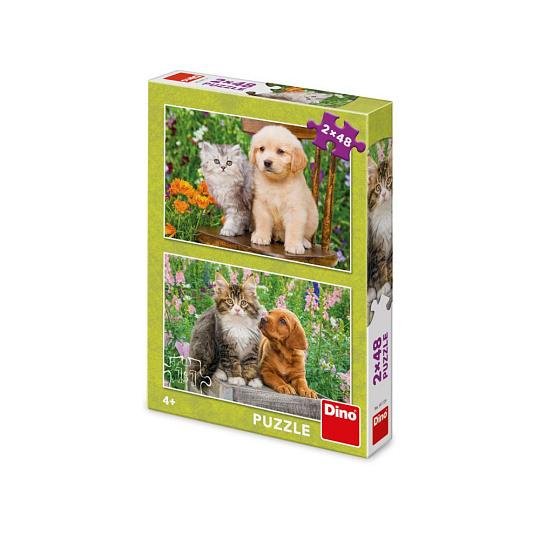 Dino PEJSEK A KOČIČKA NA ZAHRADĚ 2x48 Puzzle