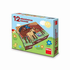 Dino DOMÁCÍ ZVÍŘÁTKA 12 Dřevěné licenční kostky Dino DOMÁCÍ ZVÍŘÁTKA 12 Dřevěné licenční kostky