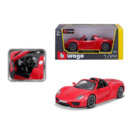 Bburago ORBICO Bburago 1:24 Plus Porsche 918 Spyder Red Bburago ORBICO Bburago 1:24 Plus Porsche 918 Spyder Red