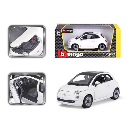 Bburago ORBICO Bburago 1:24 Fiat 500 (2007) White Bburago ORBICO Bburago 1:24 Fiat 500 (2007) White