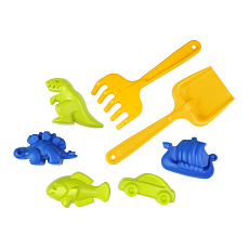 Lena Pískový set, 7-dílný, hrábě + lopatka Lena Pískový set, 7-dílný, hrábě + lopatka