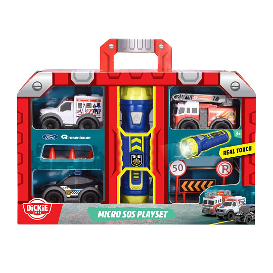 Dickie SOS Mikro Set s baterkou 9 cm Dickie SOS Mikro Set s baterkou 9 cm