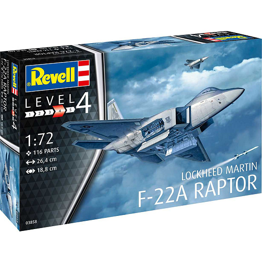 Revell Plastic ModelKit letadlo 03858 - Lockheed Martin F-22A Raptor (1:72) Revell Plastic ModelKit letadlo 03858 - Lockheed Martin F-22A Raptor (1:72)