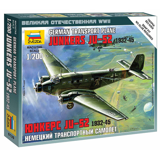Zvezda Wargames (WWII) letadlo 6139 - Junkers Ju-52 Transport Plane (1:200) Zvezda Wargames (WWII) letadlo 6139 - Junkers Ju-52 Transport Plane (1:200)