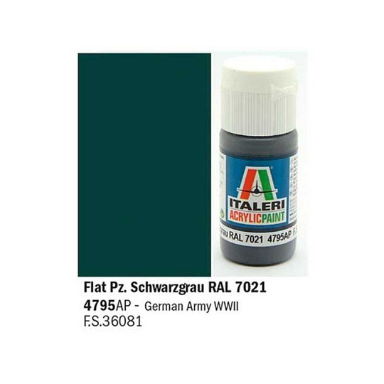 Italeri barva akryl 4795AP - Flat Pz. Schwarzgrau RAL 7021 20ml Italeri barva akryl 4795AP - Flat Pz. Schwarzgrau RAL 7021 20ml