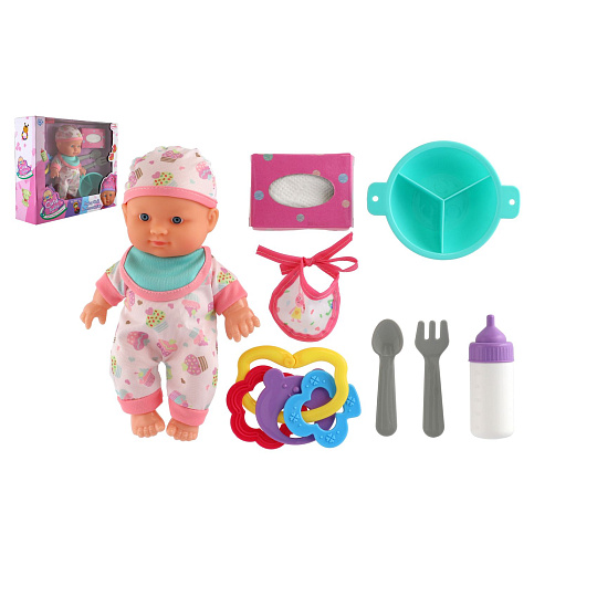 Teddies Panenka miminko 22cm pevné tělo plast s doplňky v krabici 30x24x8cm Teddies Panenka miminko 22cm pevné tělo plast s doplňky v krabici 30x24x8cm