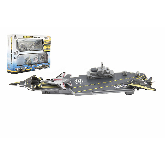 Letadlová loď 24cm + stíhačky 3 ks plast v krabici 29x22x7cm