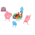 Nábytek pro panenky/stůl a židle plast 4 barvy v blistru 14x11x16cm