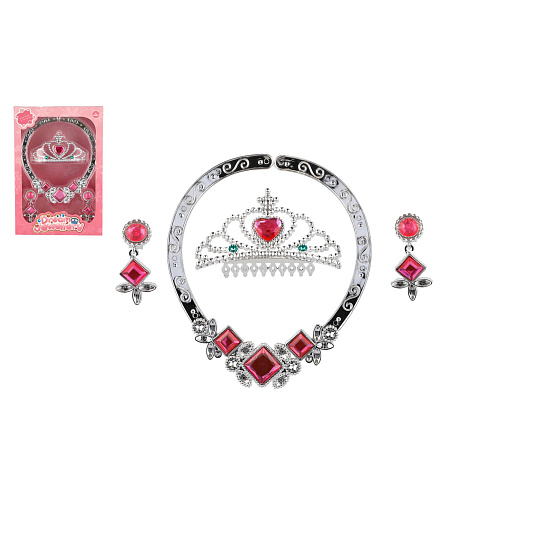 Sada krásy plast korunka, náhrdelník, naušnice v krabičce 15x22cm