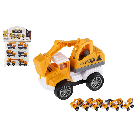 Teddies Auto stavební mini 6ks plast 7-8cm na zpětné natažení v sáčku