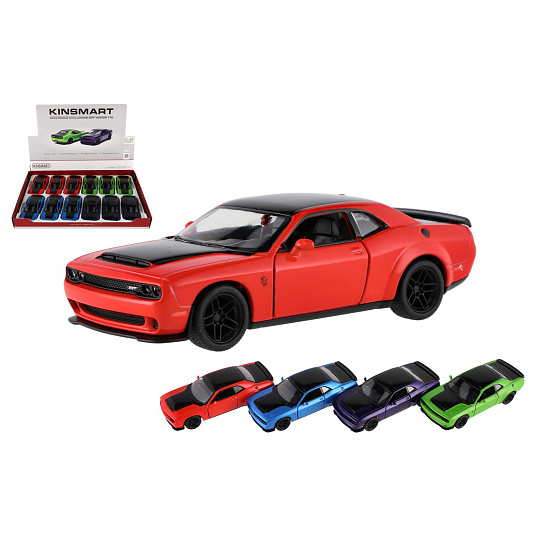 Teddies Auto Kinsmart 2023 Dodge Challenger SRT  Demon 170 kov/plast 13cm 4barvy na zpětné natažení