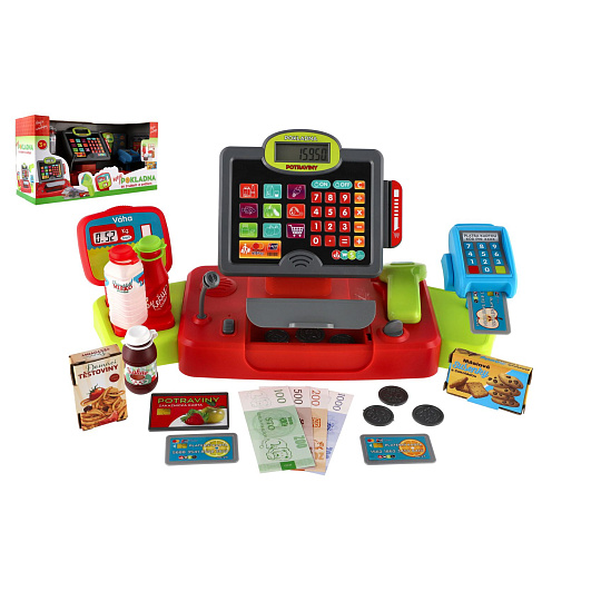 Teddies Pokladna velká digitální plast na baterie se zvukem se světlem v krabici 48x25x18cm Teddies Pokladna velká digitální plast na baterie se zvukem se světlem v krabici 48x25x18cm