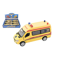 Teddies Auto ambulance kov/plast 15cm na baterie se světlem se zvukem na zpětné natažení