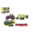 Sada farma traktor s příslušenstvím 4ks kov/plast mix druhů v krabici 21x15x6cm