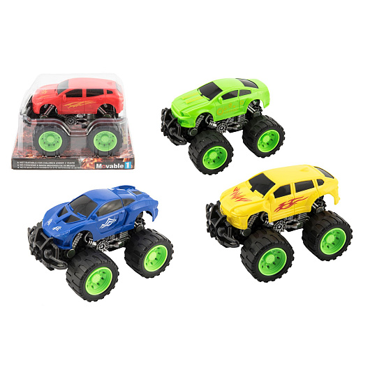 Teddies Auto terénní velká kola plast 13cm na setrvačník 4 barvy