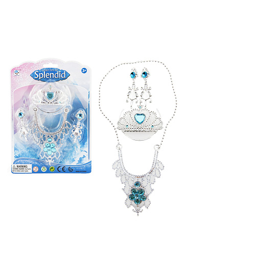 Teddies Sada krásy plast korunka, náhrdelník, naušnice na kartě 18x25cm