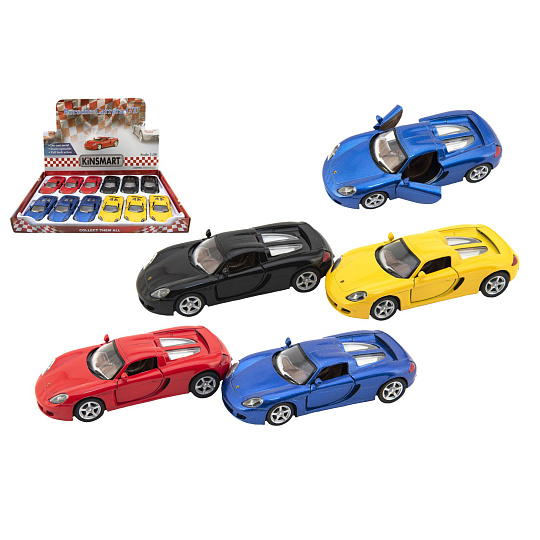 Teddies Auto Kinsmart Porsche Carrera GT 1:36 12,5cm kov/plast 4 barvy na zpětné natažení