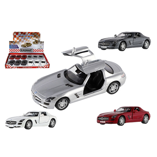 Teddies Auto Kinsmart Mercedes-Benz SLS AMG kov/plast 13cm na zpětné natažení 4 barvy