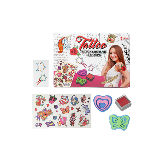 Teddies Tetování s doplňky + razítka 2ks v krabici 22x16x3,5cm