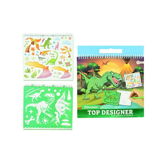 Teddies Blok se šablonami s nálepkami dinosaurus 26x29cm