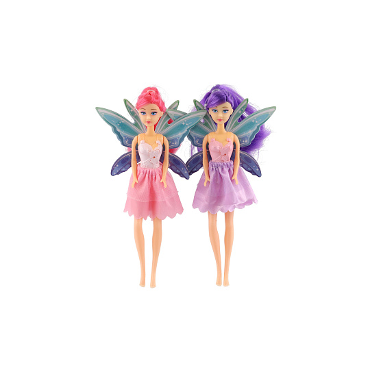 Teddies Panenka víla s křídly plast 17cm růžové šaty v krabičce 10,5x19x13cm