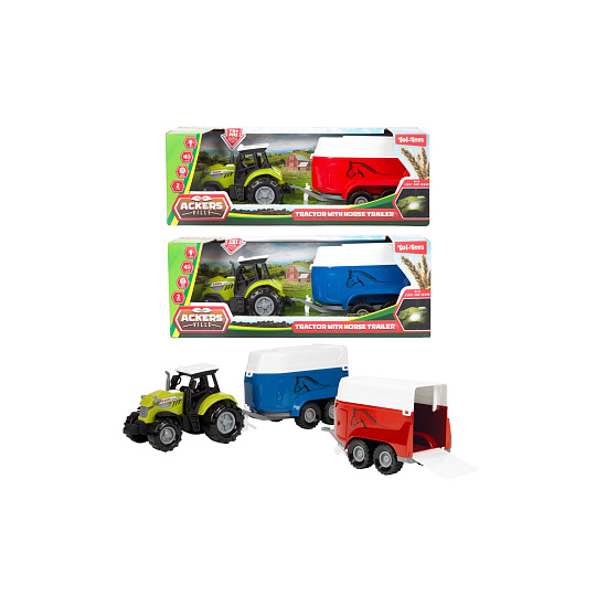 Teddies Traktor s přepravníkem na koně plast 24cm na volný chod na baterie se světlem, zvukem 2 barvy Teddies Traktor s přepravníkem na koně plast 24cm na volný chod na baterie se světlem, zvukem 2 barvy