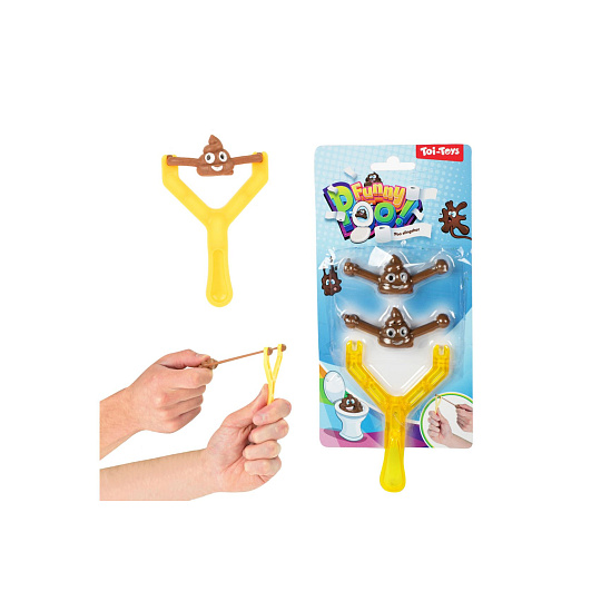 Prak vystřelovací s hovínkem plast 7x10cm na kartě Prak vystřelovací s hovínkem plast 7x10cm na kartě