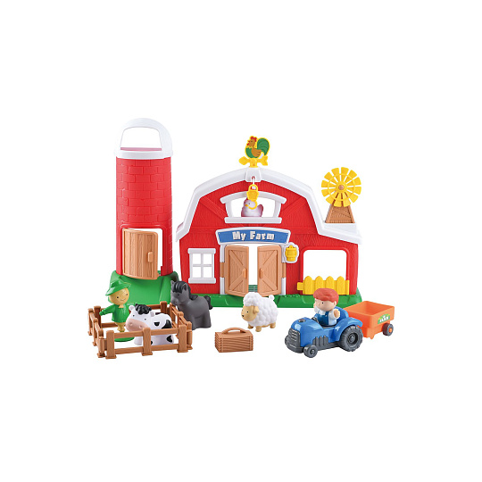 Sada farma se silem na obilí s doplňky plast na baterie se zvukem v krabici 50x39cm 18m+