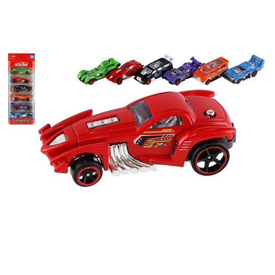 Auto závodní 6ks kov/plast 8cm na volný chod v krabičce 10,5x27,5x4cm Auto závodní 6ks kov/plast 8cm na volný chod v krabičce 10,5x27,5x4cm