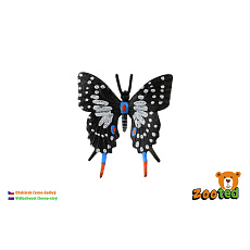 ZOOted Motýl tropický Papilio/otakárek černo-šedivý zooted plast 6cm ZOOted Motýl tropický Papilio/otakárek černo-šedivý zooted plast 6cm